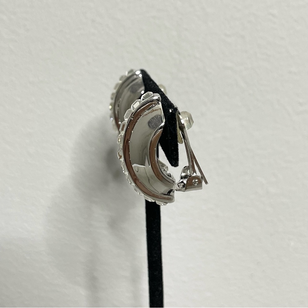 Dior Silver-Tone Crystal Hoop Clip Earrings - Picture 3 of 7